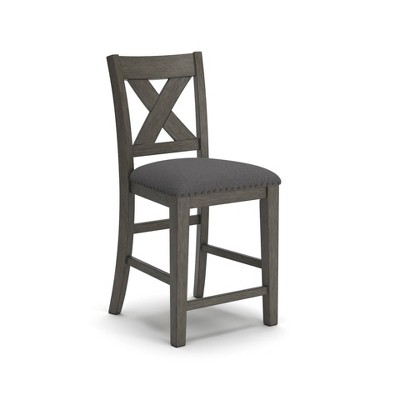 Set of 2 Caitbrook Upholstered Counter Height Barstools Dark Gray: X-Back, Acacia Legs, Polyester - Signature Design by Ashley