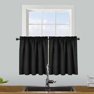 Waffle Weave Waterproof Small Curtain - Decorative Window Cover. Water-Resistant, Easy to Clean & Ideal for Kitchen, Bathroom, RV or Small Spaces - 1 of 4