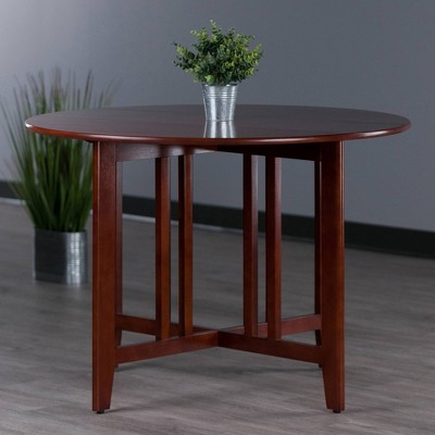 42" Transitional Round Walnut Wood Extendable Dining Table