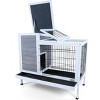 Indoor Two-Tier Wooden Rabbit Cage,Outdoor Rabbit Cage With Runway,Leak Proof Plastic Tray And Metal Mesh For Small Animals-Cuddlewood - 3 of 4