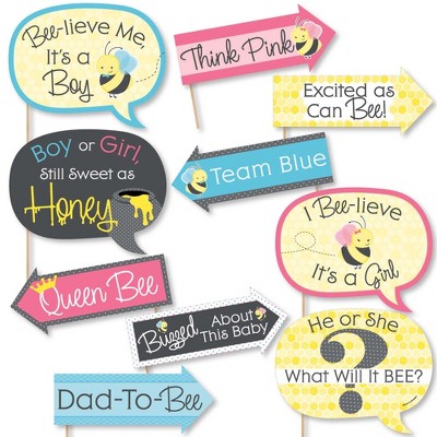 Big Dot of Happiness Funny What Will It Bee - Gender Reveal Photo Booth Props Kit - 10 Piece