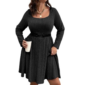 Womens Plus Size A Line Wrap Sweater Dress Sweater Dress - 1 of 4