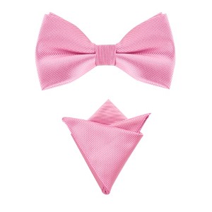 Allegra K Men's Business Causal Matching Pocket Squares Pre-Tied Bow Tie Sets - 1 of 4