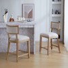 26.5" Upholstered Counter Stools Set of 2 with Backrest, Footrest, and Solid Rubberwood Frame for Home Bar or Kitchen - 4 of 4