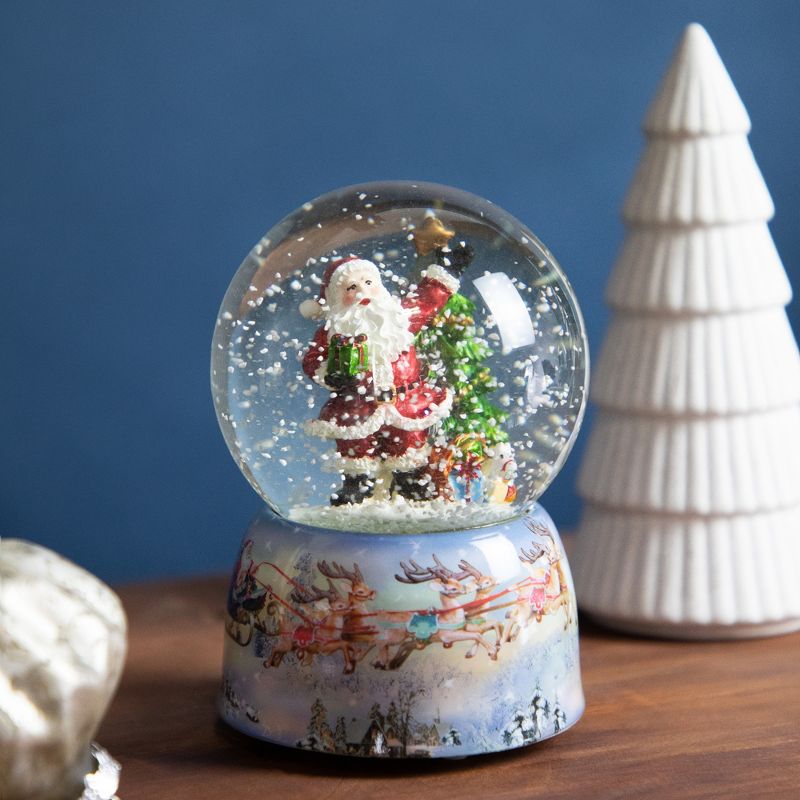 Northlight 6" Waving Santa Claus with Christmas Tree Musical Snow Globe, 3 of 11