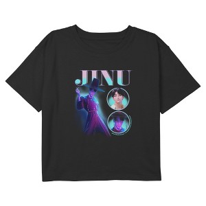 Girls KPop Demon Hunters Jinu Saja Boy Montage Cropped T-Shirt - 1 of 4