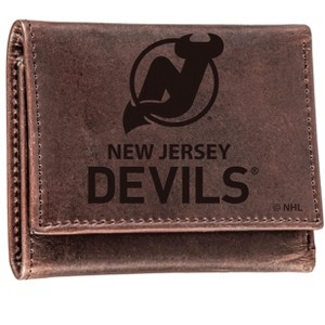 Evergreen NHL New Jersey Devils Brown Leather Trifold Wallet Officially Licensed with Gift Box - 1 of 1