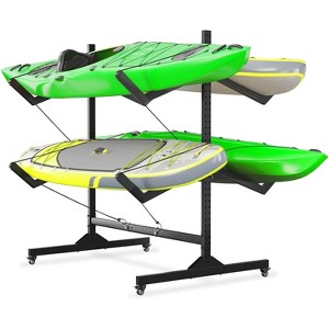 Coucheta Kayak Storage Rack for 2-6 Kayaks Freestanding Kayak Rack for Outdoor Storage with Movable Wheels, Heavy-Duty Steel Kayak Hanger Holder - 1 of 4