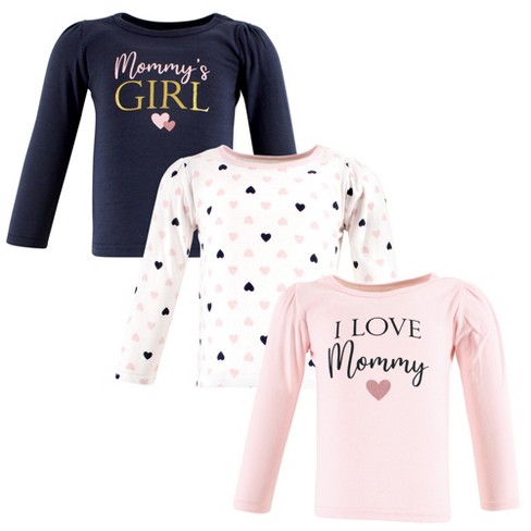 Hudson Baby Infant Girl Long Sleeve T-shirts, Girl Mommy Pink Navy, 4  Toddler : Target