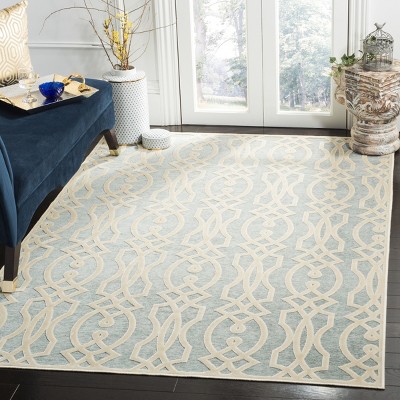 Handmade Tufted Reversible Blue Viscose Rectangular Rug