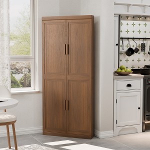 Wooakway Natural Wood/Black/Light Walnut/White Decorative Storage Cabinet Corner Kitchen Dining Cabinet Freestanding Cupboard Adjustable Shelves Home - 1 of 4