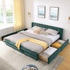 King Upholstered Bed Frame with Storage Drawers & Chenille Headboard, Modern Platform with Solid Wood Slats-3irtyhousy - 3 of 4