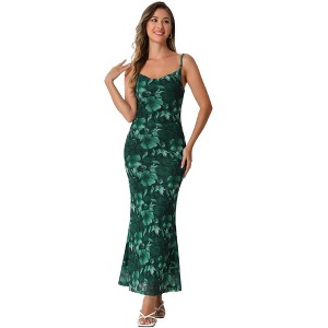 INSPIRE CHIC Women's Mesh Floral Sleeveless Stretchy Bodycon Cocktail Maxi Dress - 1 of 4