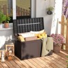 Tangkula 103 Gallon Resin Outdoor Storage Box Waterproof Deck Box w/ Lockable Lid & Wheels Brown/Black/Grey - 3 of 4