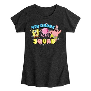 Girls' - SpongeBob SquarePants - 4th Grade Squad Fitted Short Sleeve Graphic T-Shirt - 1 of 4