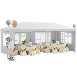 Large 20' x 10' Gazebo Canopy Party Tent with 4 Removable Window Side Walls - 1 of 4