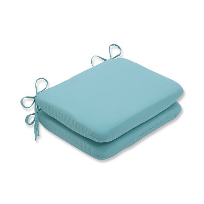 2pk Radiance Pool Rounded Corners Outdoor Seat Cushions Blue - Pillow Perfect