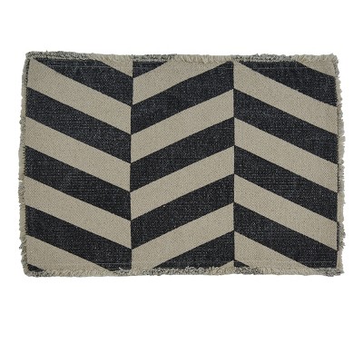 Split P Herringbone Stripe Placemat Set - Black