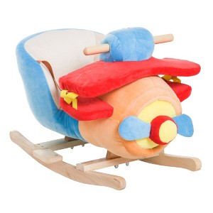 Vynxaria Kids Rocking Horse Plane: Wooden Plush Ride-on with Lullaby, Seat Belt for 18+ Months? - 1 of 4