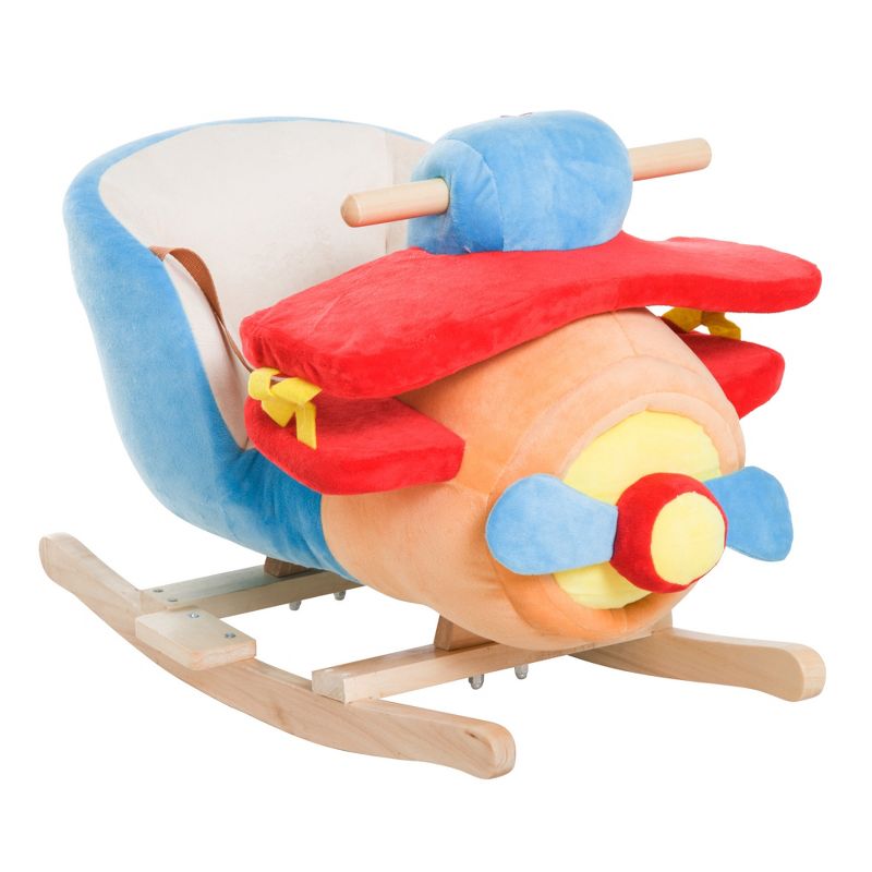 Qaba Kids Wooden Plush Ride-On Rocking Plane Chair Toy, 4 of 9