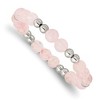 Chisel Stainless Steel Polished 6-8mm Pink Quartz Beaded Stretch Bracelet - 2 of 4