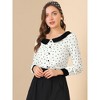 INSPIRE CHIC Women's Boat Neck Long Sleeve Heart Print Button Down Shirt - 2 of 4