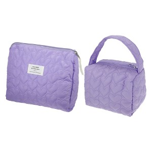 Unique Bargains Women's Portable Heart Makeup Bag 2 Pcs - 1 of 4