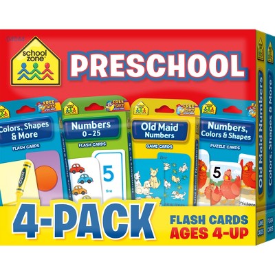 School Zone Publishing Preschool Flash Card, Pack of 4