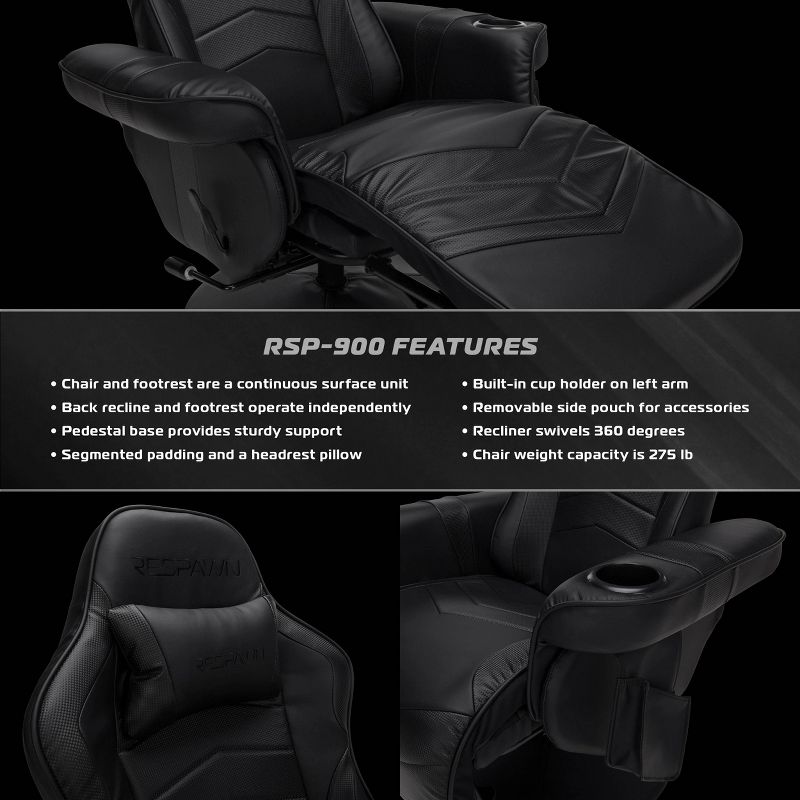 RESPAWN 900 Gaming Chair Recliner with Footrest, 6 of 13