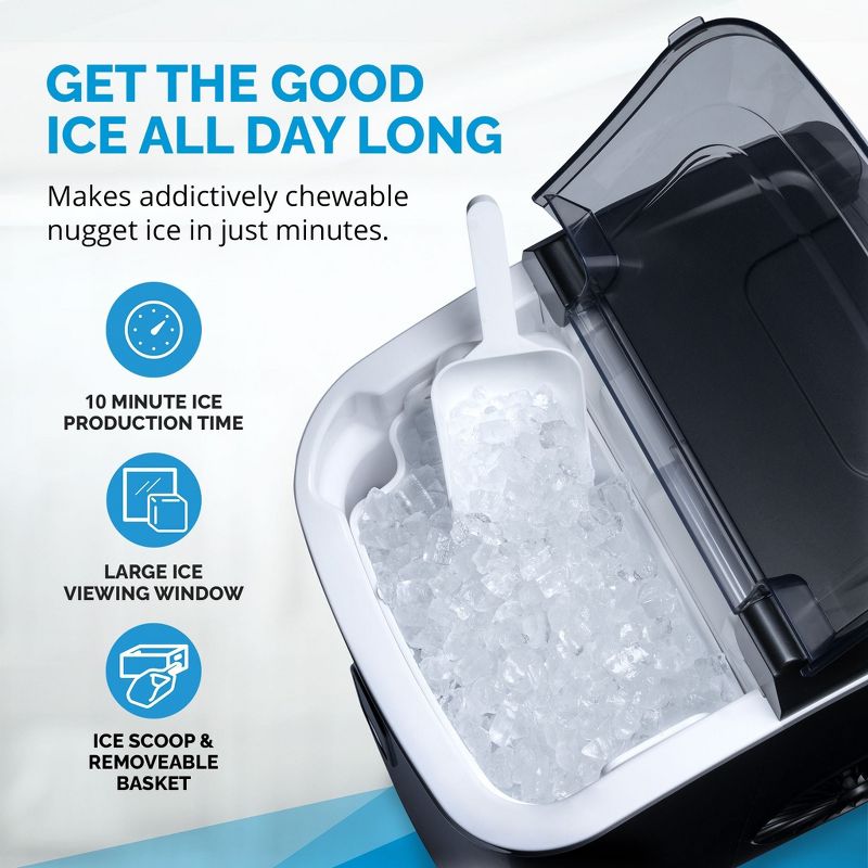 Newair 26 lbs. Nugget Countertop Ice Maker with Soft Chewable Pebble Ice, Self-Cleaning, Perfect for Home, Kitchen, Office, 4 of 17