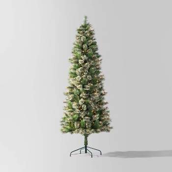 7.5' Pre-Lit Slim Virginia Pine Artificial Christmas Tree Clear Lights - Wondershop™