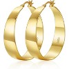 10mm Wide 925 Sterling Silver Hoops Earrings,14K Real Gold Plated Hoop Hypoallergenic Lightweight - 2 of 4