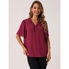INSPIRE CHIC Women's Dressy Chiffon V Neck Casual Summer Short Sleeve Tunic Shirts - 3 of 4