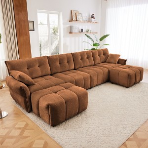 Oversized 141.7" Chenille Modular U-Shaped Sectional Sofa with High-Resilience Cushions and 2 Ottomans, 6-Piece Free combination Sofa - 1 of 4