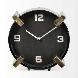 HomeRoots 10" Black Stainless Steel Table Clock - 1 of 4