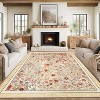 Machine Washable Boho Rug - Non-Slip Vintage Floral Low Pile Area Carpet for Living Room, Bedroom, Dining, Farmhouse, Playroom - 3 of 4