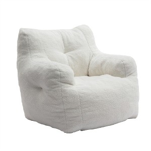 Tramull Plush Teddy Fabric Bean Bag Chair, Memory Foam Filled Lounger for All Ages - 1 of 4