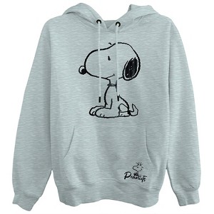 Ladies Peanuts Snoopy Fashion Hoodie - Ladies Classic Snoopy Fleece Sweatshirt - Peanuts Foil Sweatshirt (Heather Grey, Medium) - 1 of 4