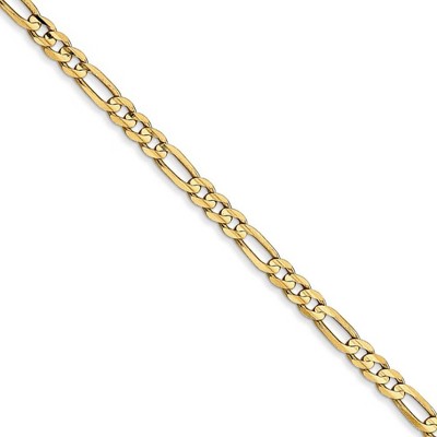 Black Bow Jewelry 3mm 10k Yellow Gold Solid Diamond Cut Figaro Chain Necklace