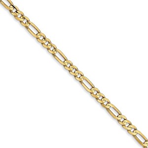 Black Bow Jewelry 3mm 10k Yellow Gold Solid Diamond Cut Figaro Chain Necklace - 1 of 4