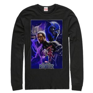 Men's Marvel Black Panther 2018 Character Collage Long Sleeve Shirt - 1 of 4