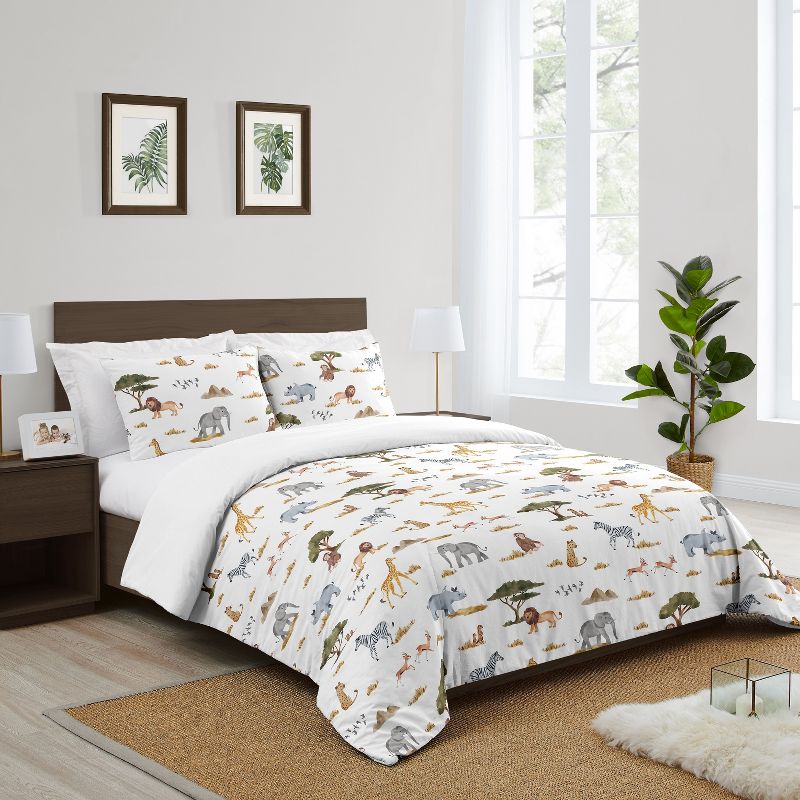 Sweet Jojo Designs Full/Queen Comforter Bedding Set Jungle Animals Multicolor 3pc, 3 of 8