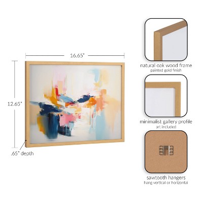 Elegant Coastal Beach Abstract Print in Gold Frame, 16 x 12