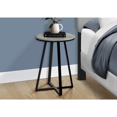 Vynxaria Contemporary Round Accent Table, Side Table, End Table, Nightstand, Grey Laminate, 15.75" L x 15.75" W x 21.75" H