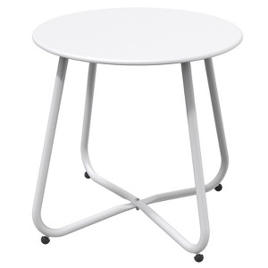 DOMETOUR Steel Outdoor Side Table Round Patio End Table with Adjustable Feet, Elegant Portable End Table for Garden Balcony Yard - 1 of 4