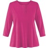 Collections Etc 3/4 Sleeve Scoop Neckline Knit Henley Top - 2 of 4