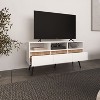 Vynxaria Modern TV Stand, Storage Unit, 3 Drawers, 3 Shelves, White/Natural Oak, Compact Design - 4 of 4