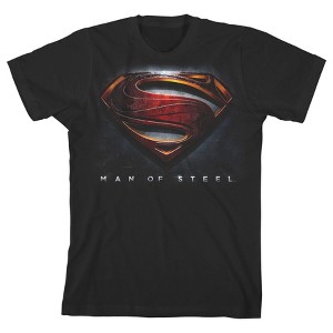 Superman Man of Steel 3D Logo Charcoal T-shirt Toddler Boy to Youth Boy - 1 of 1