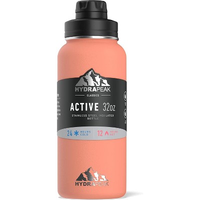 Hydrapeak Active Flow 32 oz. Pink Triple Insulated Stainless Steel Water Bottle with Straw Lid