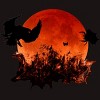 Men's Design By Humans Spooky Halloween Blood Moon Eclipse Ghostly Birds By KateLCardsNMore T-Shirt - Charcoal Heather - 3X Large - 2 of 4
